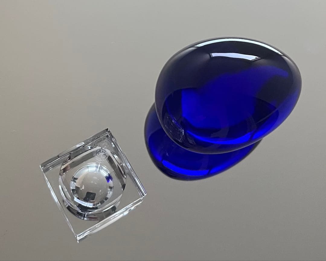 Baccaratバカラ/※廃盤品 ブルー クリスタル エッグ オブジェ