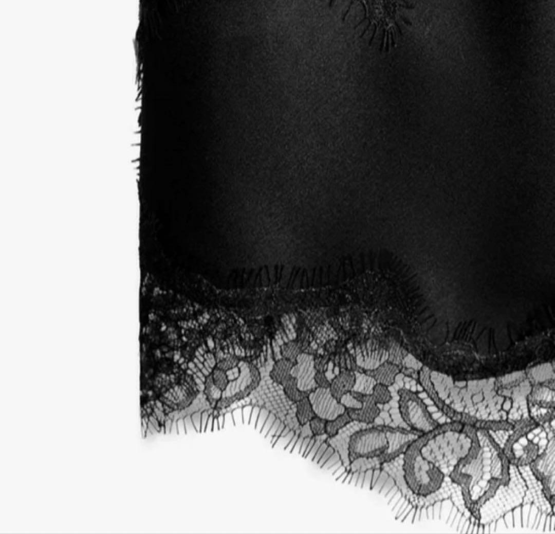 タグ付き新品♡ZARAのレーストリムキャミソールトップス★XSサイズ★ブラック色