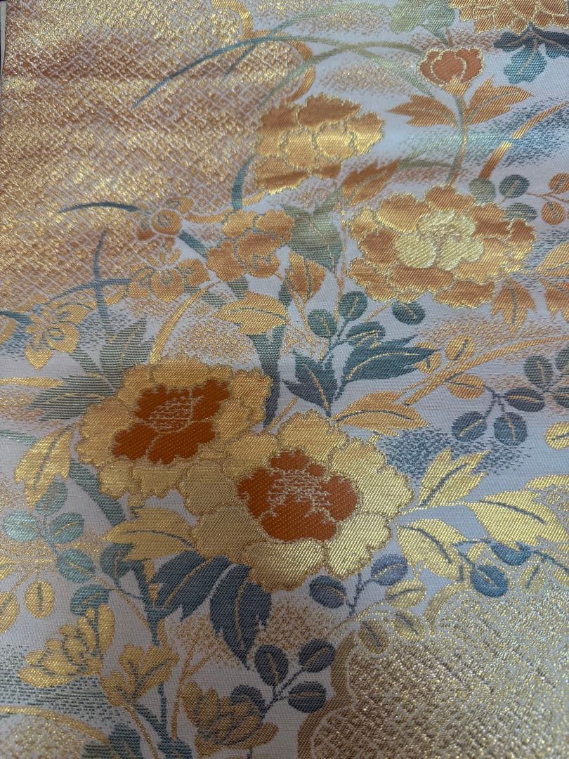 1930 袋帯 古代彫金紋  西陣織   金糸　高級上質上品　約440cm