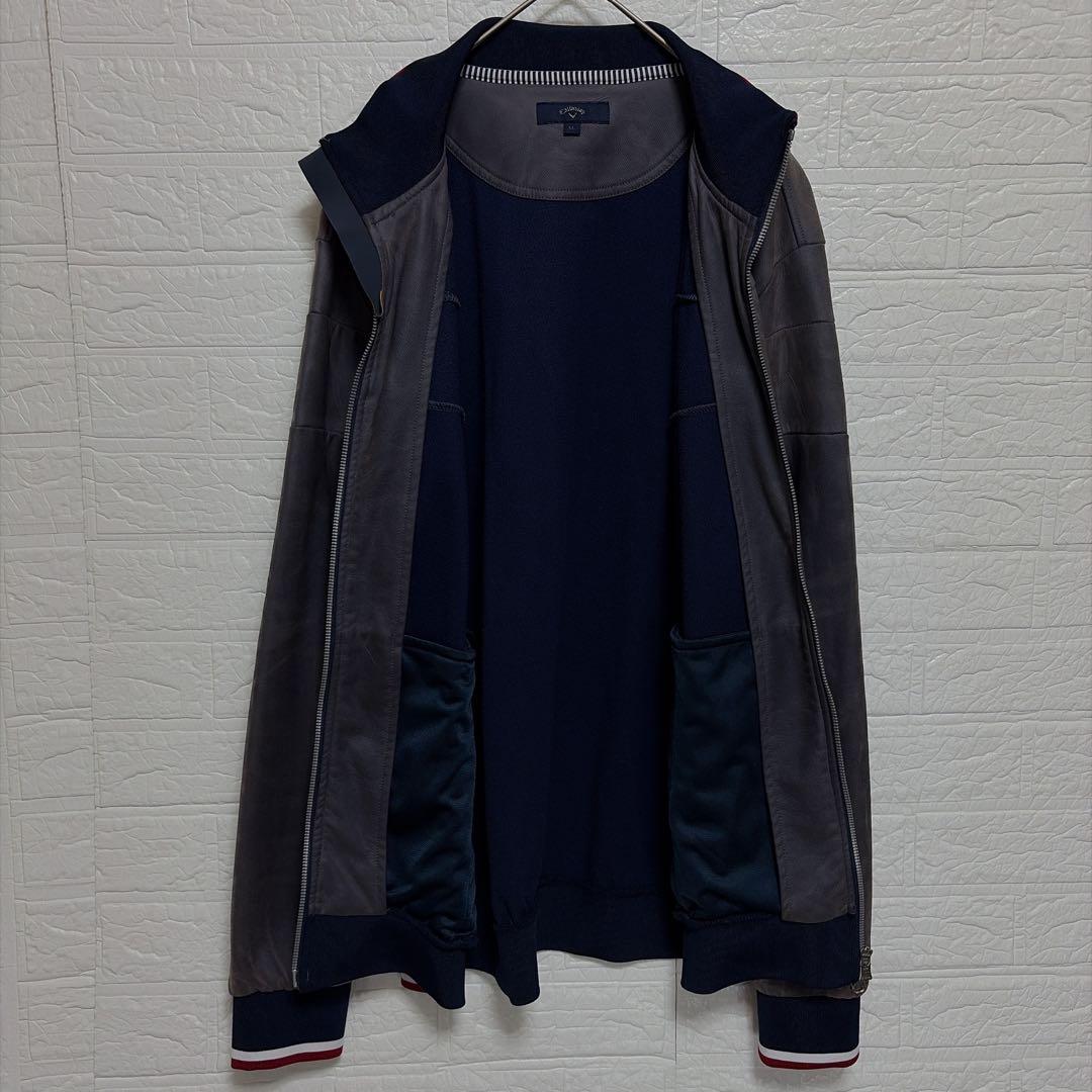 希少 LL Callaway レザー調 フリース裏地 ブルゾン ゴルフウェア