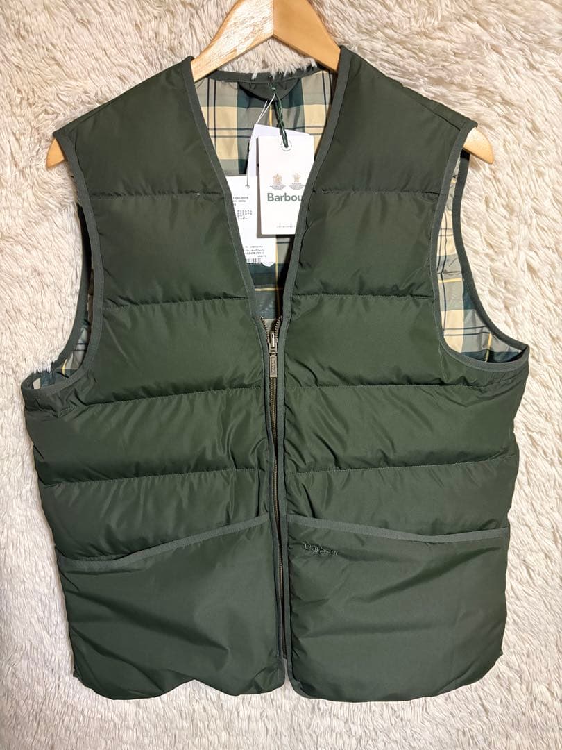 新品未使用 タグ付き　Barbour チェックダウンベスト リバーシブル　L