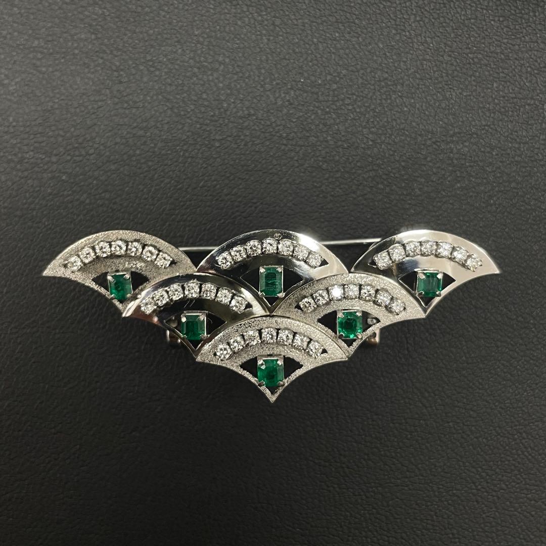 Pm900 エメラルドとダイヤモンドのブローチ2WAY