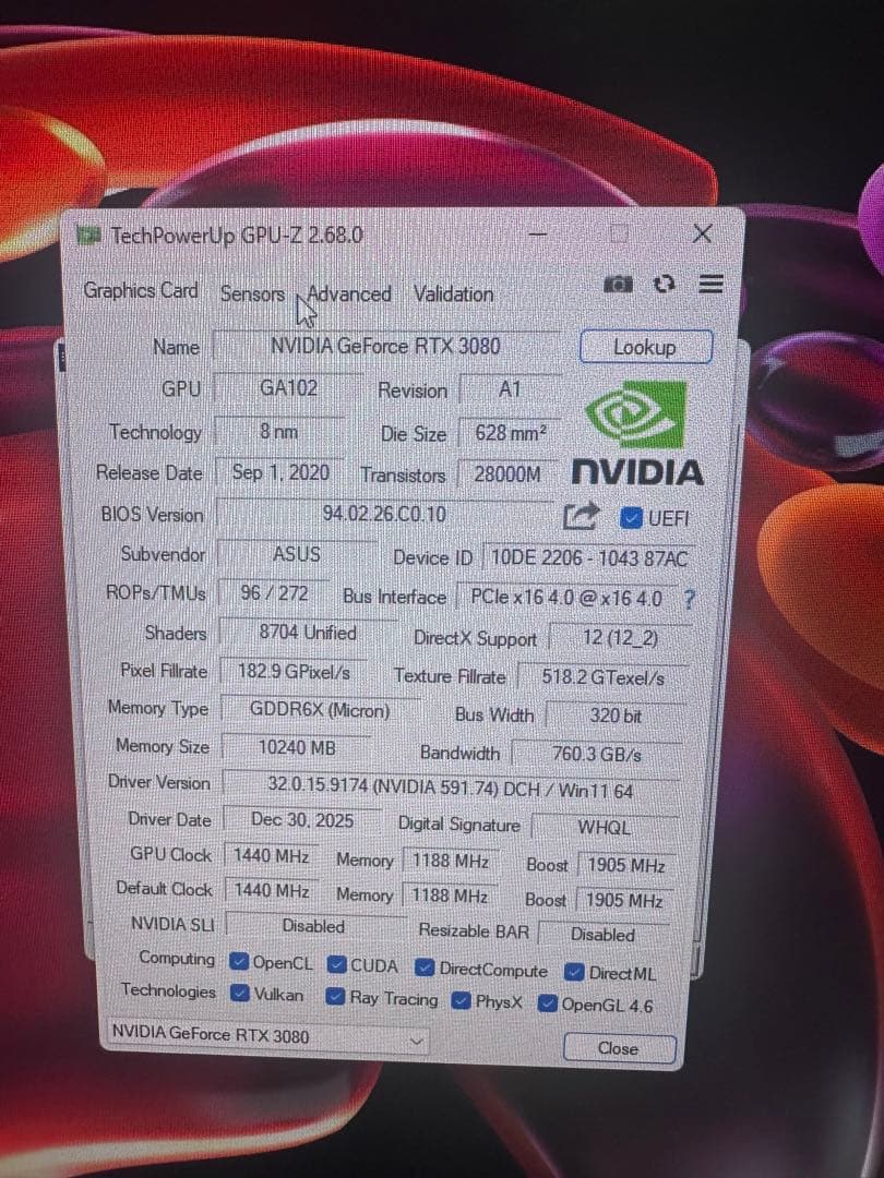 ROG STRIX RTX 3080（ホワイト塗装済み）