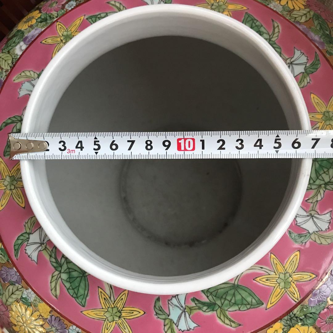 中国美術　壺　特大　粉彩　三国志　花鳥紋　清朝　古美術　骨董品　年代品