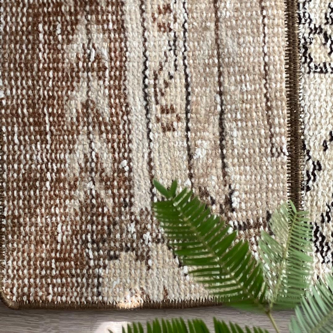 パッチワーク✳︎ 63×97✳︎キャラメル　マロンブラウン　トルコヴィンテージラグ