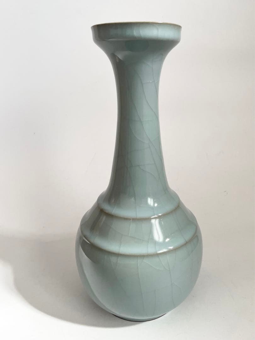 陶芸家　川瀬忍　青磁　花瓶　花入　中国写　中国古陶磁　箱なし