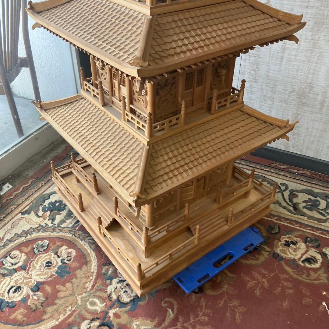 昭和レトロ 特大 木製 五重塔 置物 オブジェ 飾り 寺院模型 ビンテージ