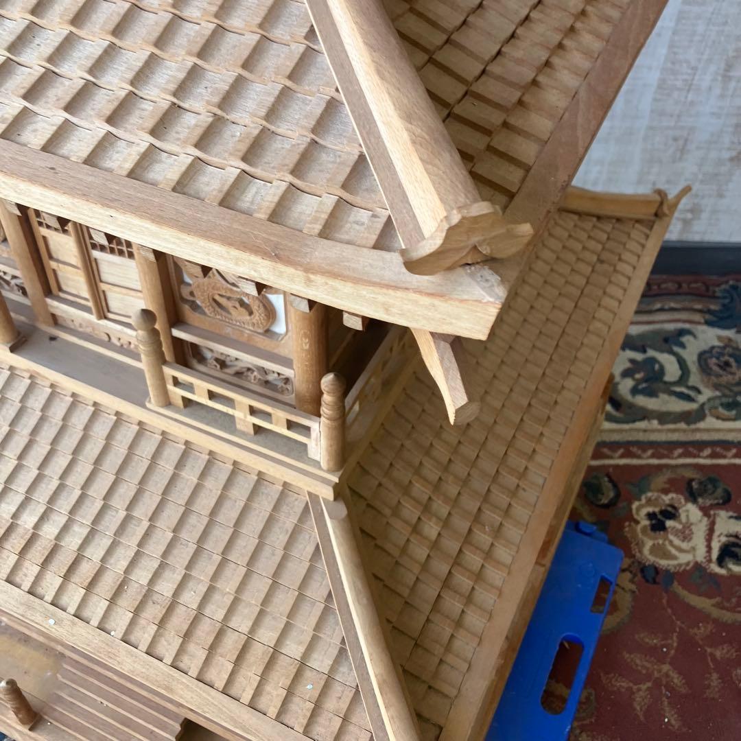 昭和レトロ 特大 木製 五重塔 置物 オブジェ 飾り 寺院模型 ビンテージ