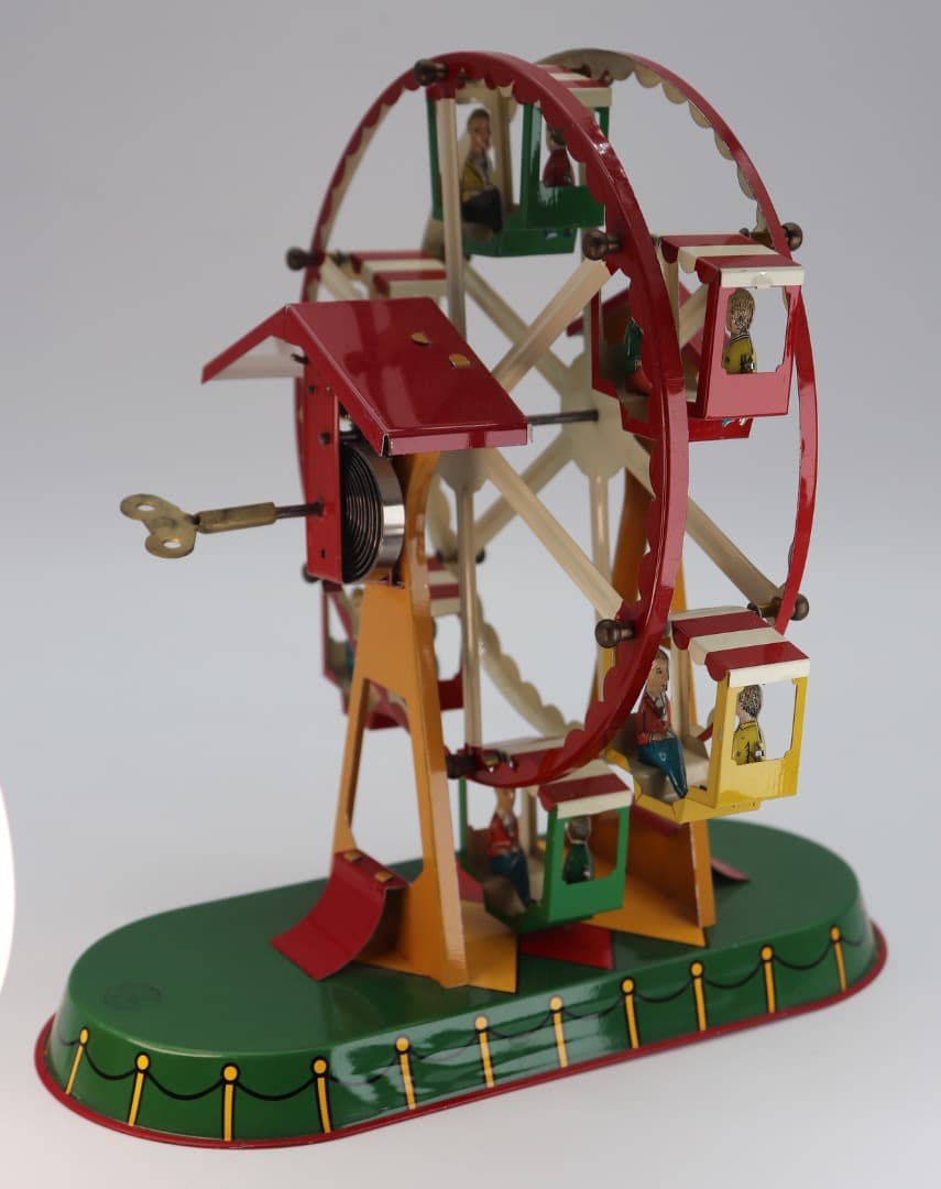 レアアイテム T＆W ドイツ製クロックワーク駆動、ブリキ製観覧車 約22cm