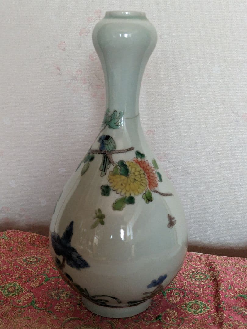 ♦中国陶磁 粉彩 花鳥図 瓶 花瓶 光緒年製 コレクション 骨董品アンティーク