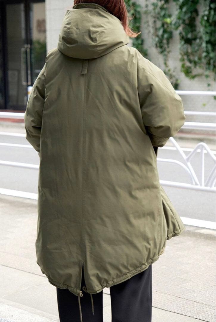 完売 新品 Spick and Span 撥水フーデッドダウンコート カーキ