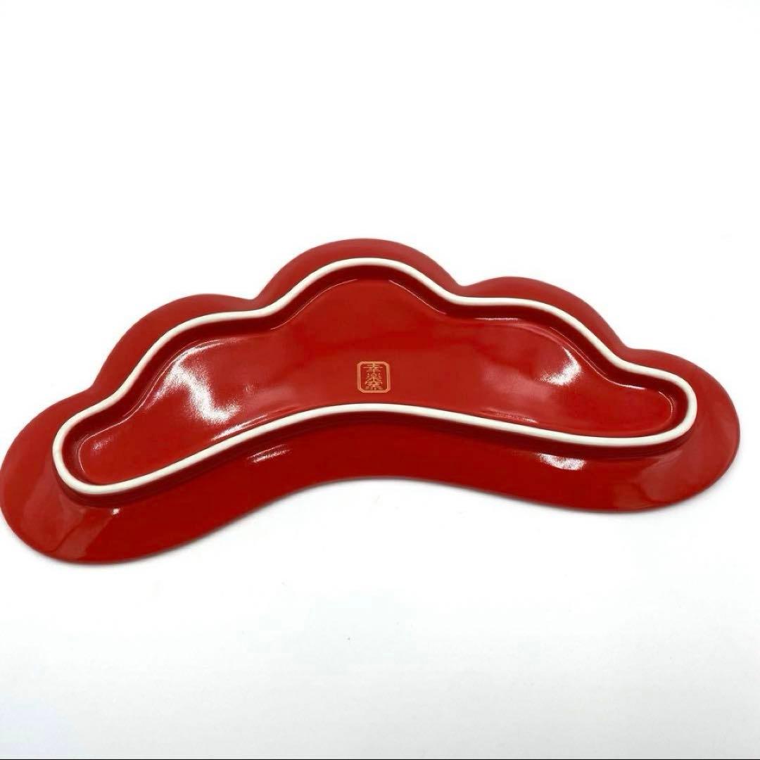 【新品】【大人気】錦赤金松葉形前菜皿３枚セット　縁起物