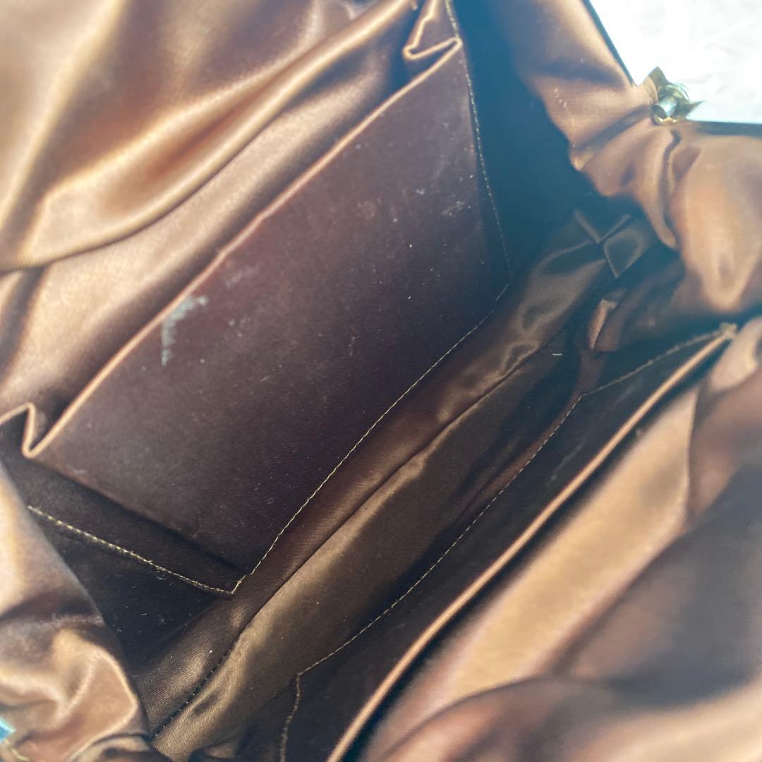 美品　和装バッグ ビーズバッグ フォーマル ビーズ 和装小物 茶