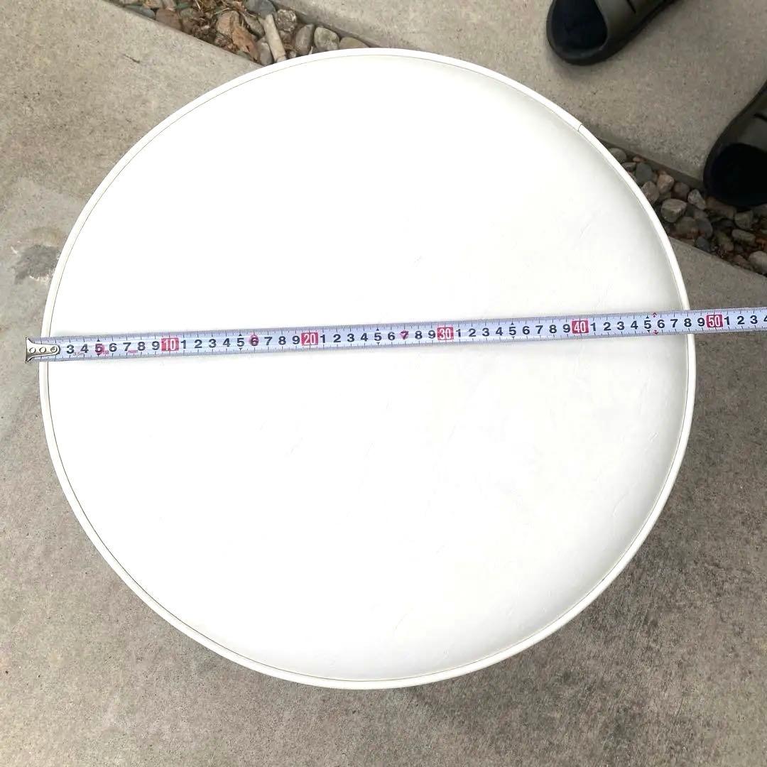 ホワイト　オーバル　オットマン 合皮　おしゃれ　インテリア　店舗　展示場