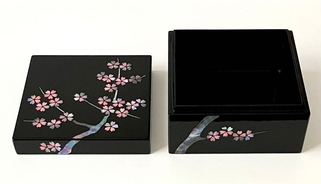 漆器のアソベ 漆器 宝石箱 ジュエリーボックス 小物入れ 桜花 正角