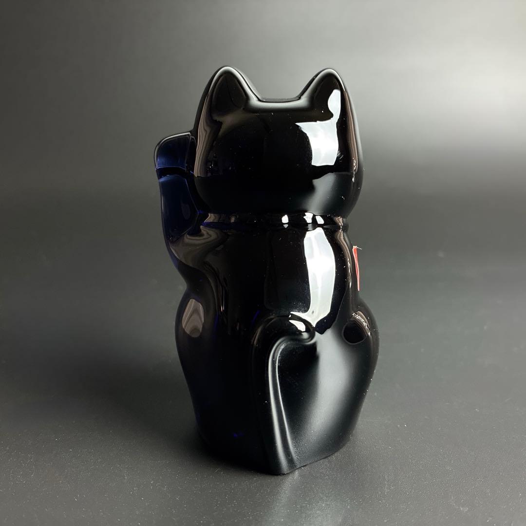 未使用 バカラ まねき猫 クリア ミッドナイト 2個 座布団付き 招き猫 置物