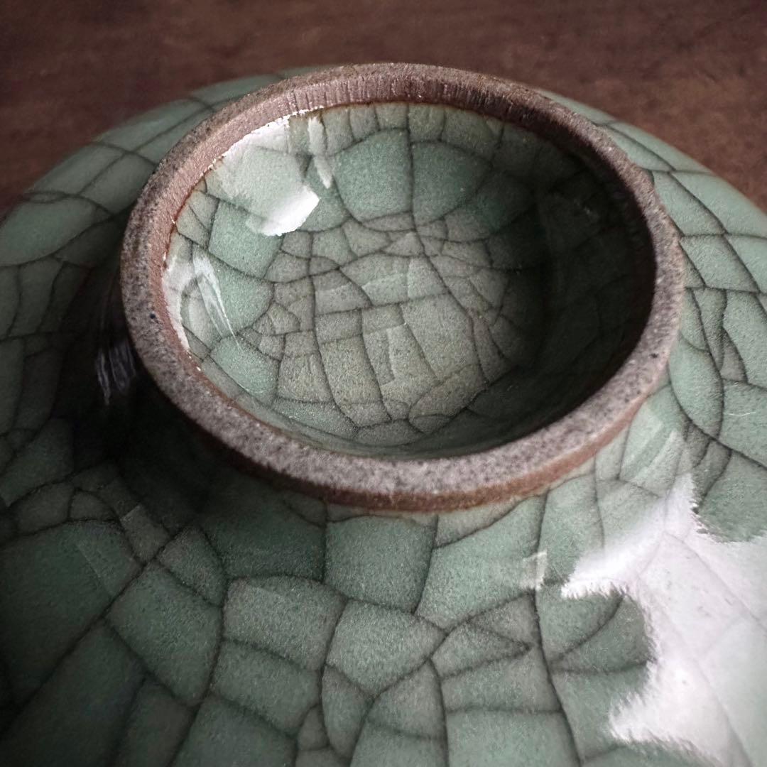 青磁　輪花杯　郊壇官窯　哥窯　唐物　中国美術　中国古玩