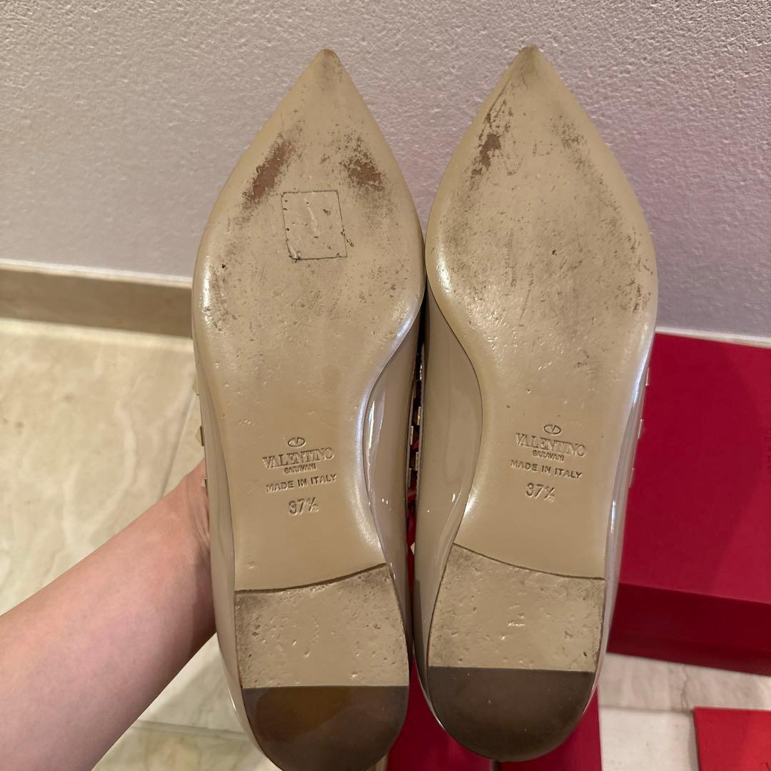 ヴァレンティノ　ロックスタッズ　エナメル　バレリーナ　フラットシューズ37ハーフ