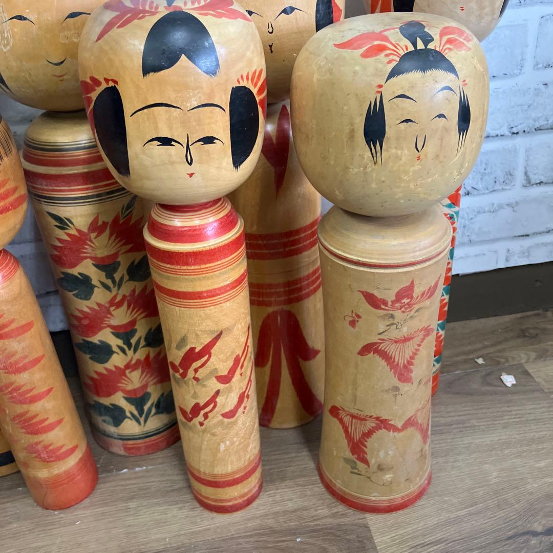 D-3 昭和レトロ 木製 こけし 小芥子 12体セット まとめ売り 日本人形