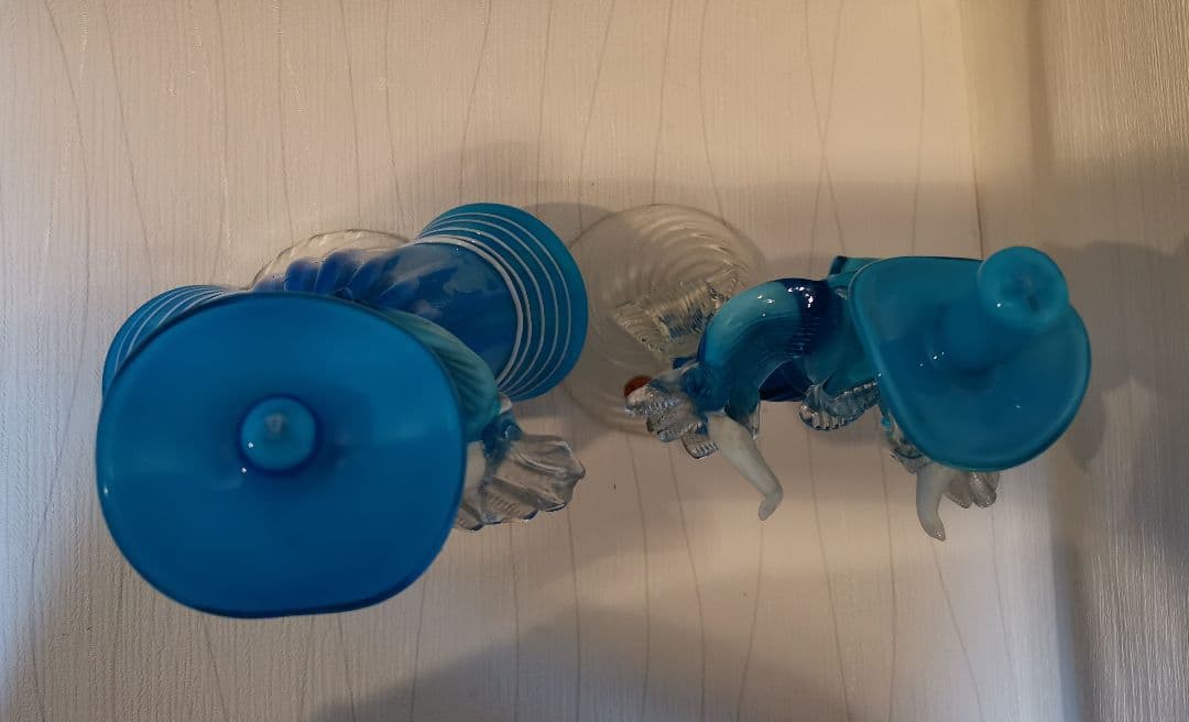 ベネチアガラス　ペア人形　水色