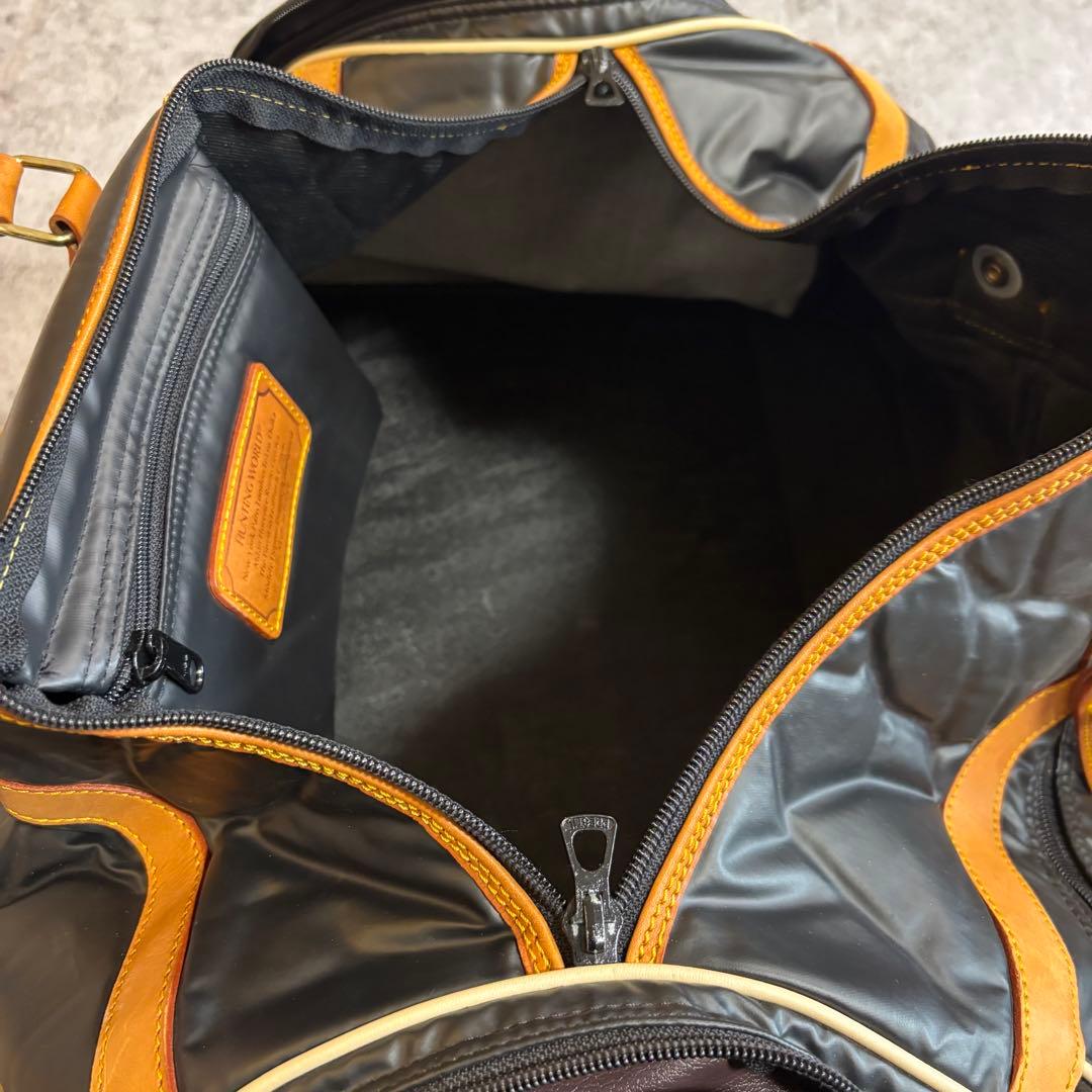 HUNTING WORLD 2WAY ナイロン×レザー ボストン 黒 大容量用