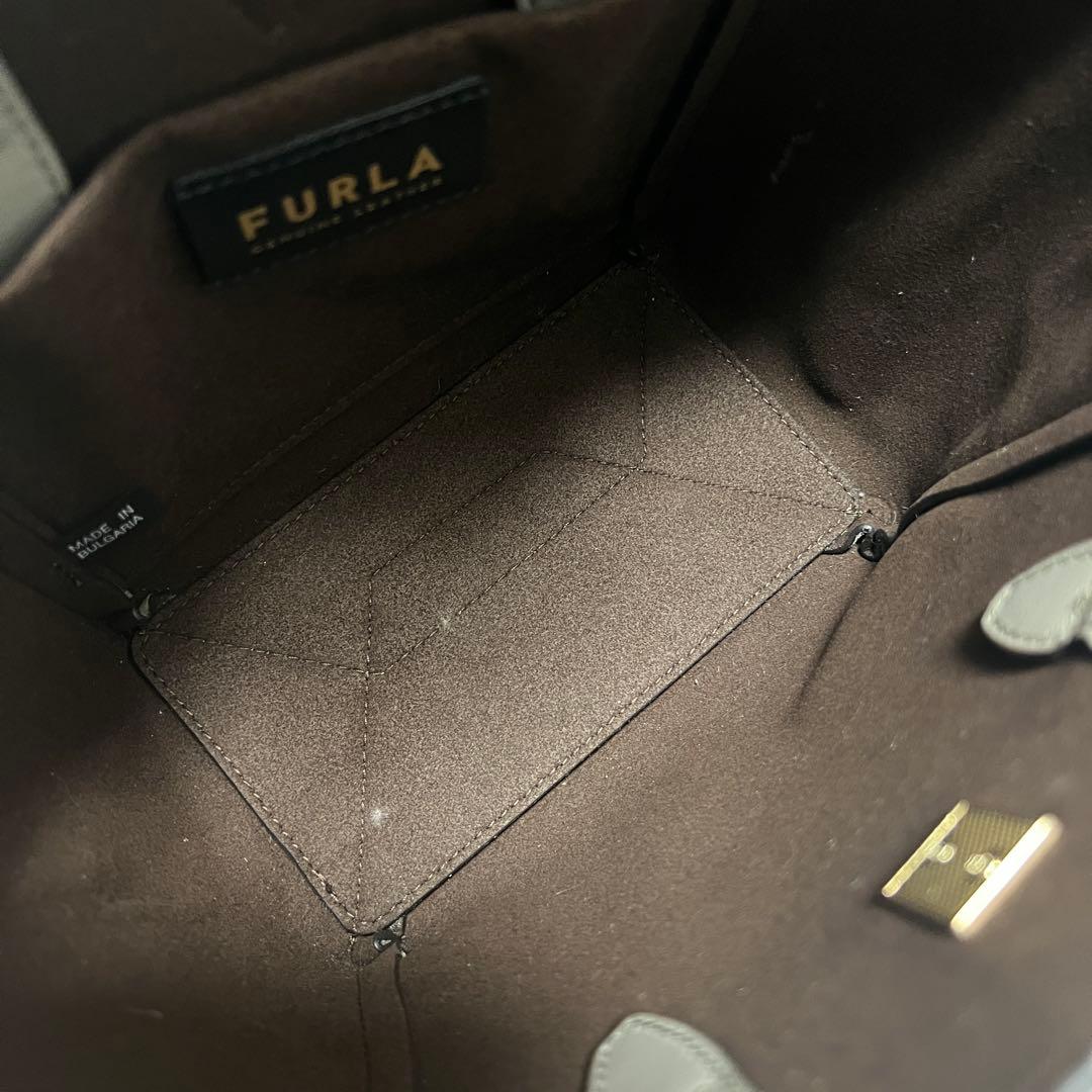 極美品✨フルラ ネット ミニ ハンドバッグ レザー スエード ハートチャーム付き