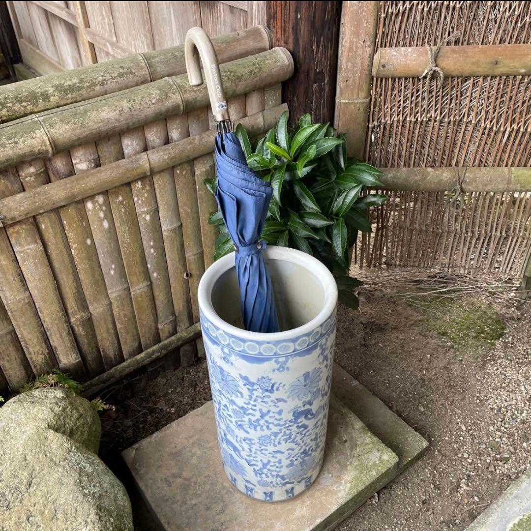 【昭和レトロ】陶器 傘立て 高さ約46㎝ レトロ 花模様 置物 花瓶 ビンテージ