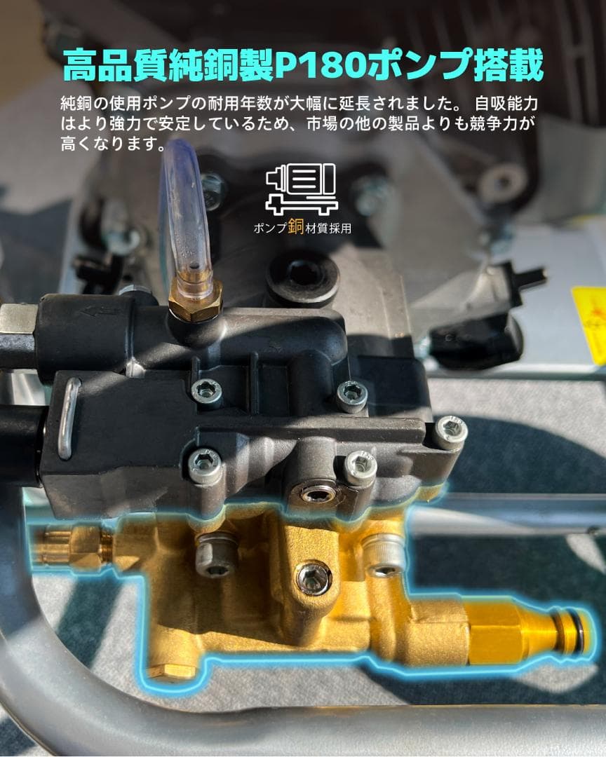 高圧洗浄機エンジン式 エンジ 付き高圧洗浄機 21Mpa 4つの噴射パターン