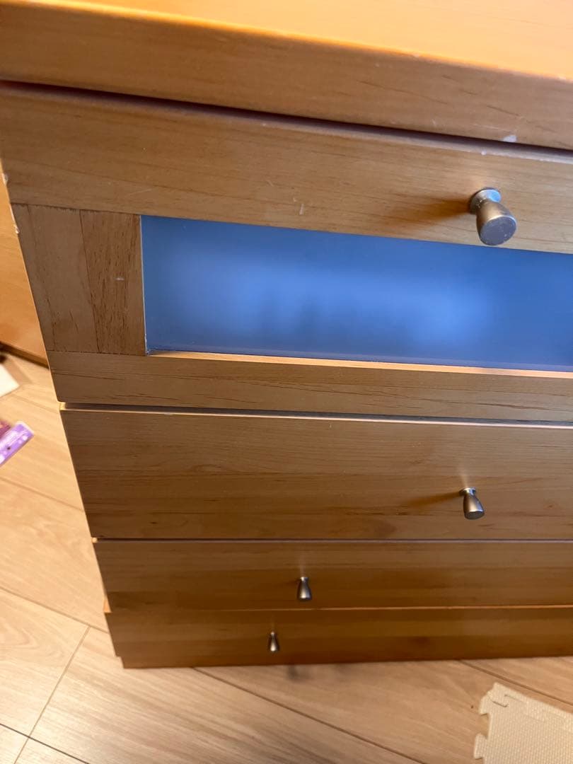 【希少】大川家具120cmチェスト 上段ガラス窓付き