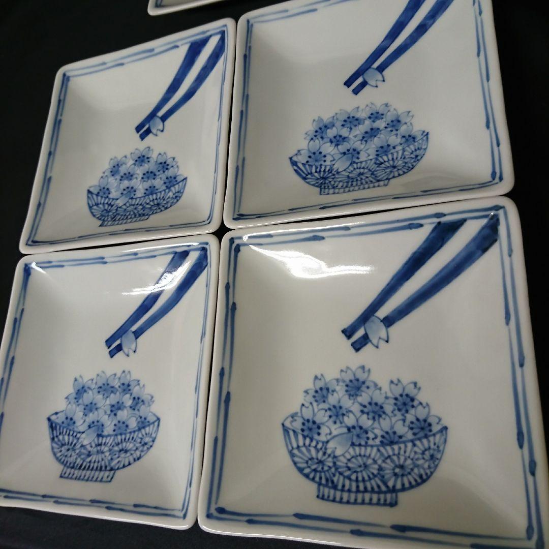 未使用 有田焼 そうた窯 染付遊桜 正角皿 惣太窯　お祝い