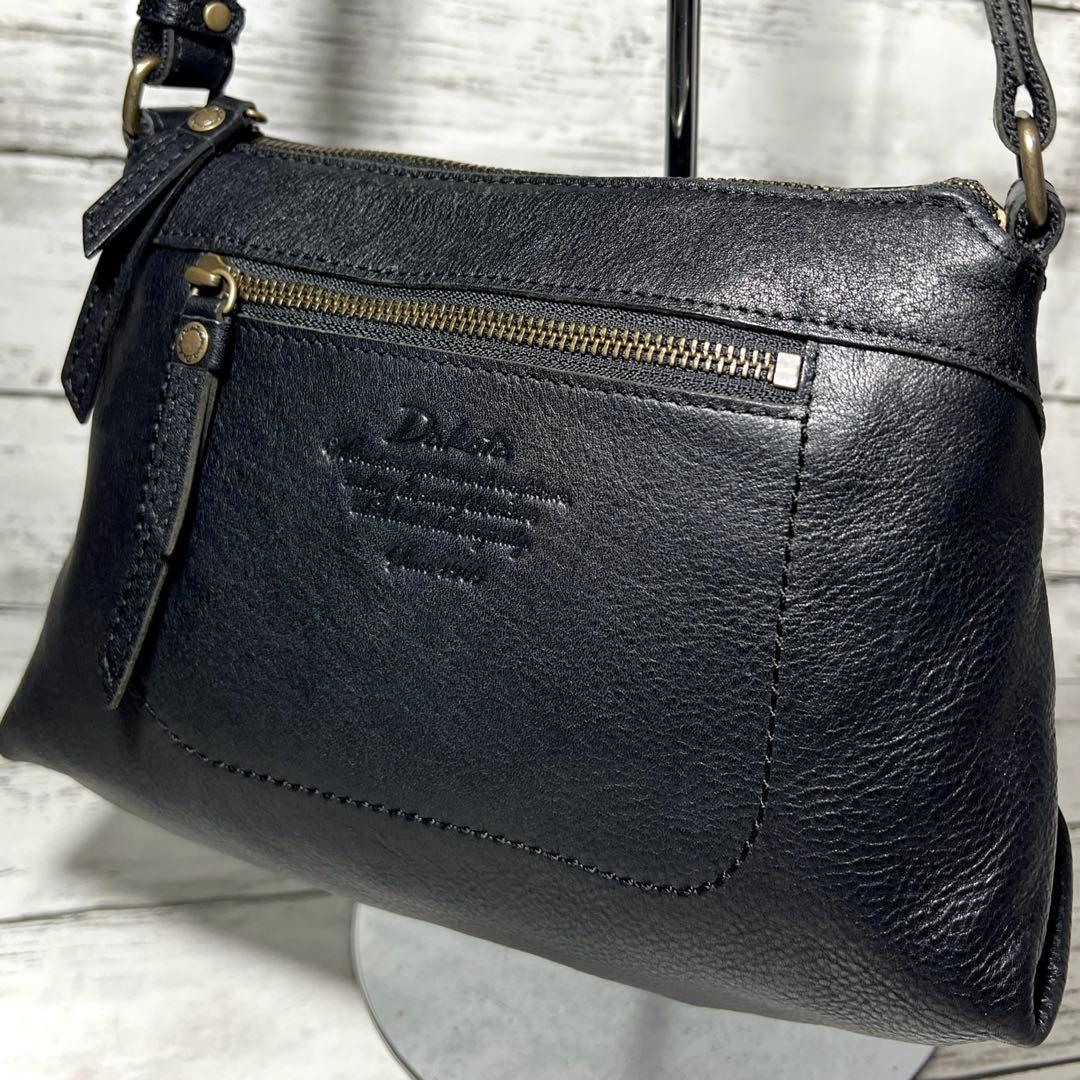 美品✨Dakota ダコタ 斜め掛けショルダーバッグ本革レザー黒ブラック肩掛け