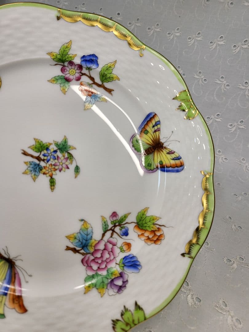 未使用近✨ヘレンド ヴィクトリアブーケ サラダ デザート プレート19 皿花蝶①