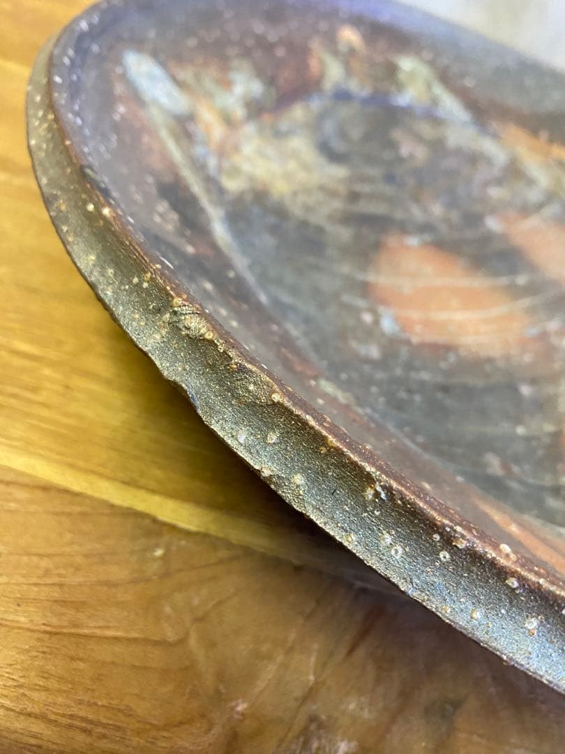 備前焼　大皿　飾り皿　皿立て付　焼物　食器　骨董　置物