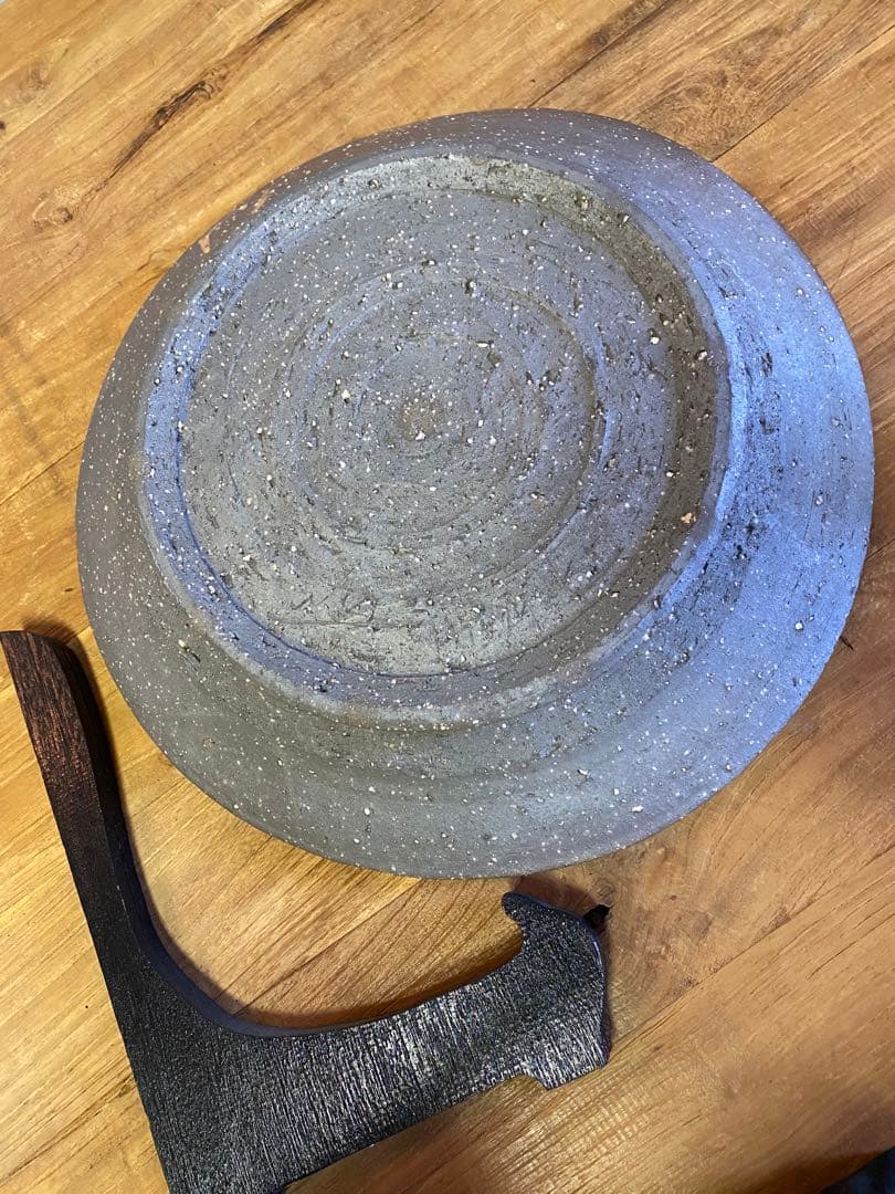 備前焼　大皿　飾り皿　皿立て付　焼物　食器　骨董　置物