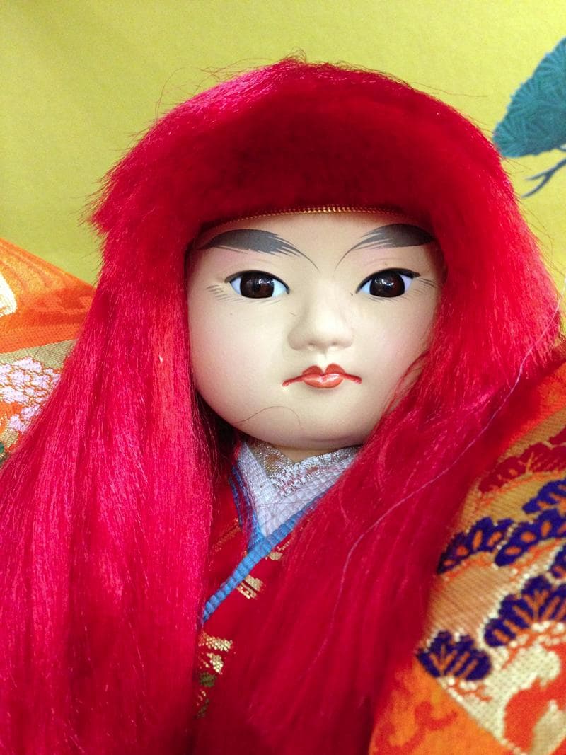 豊玉作　連獅子/大型　ケース入　浮世人形　  極美品
