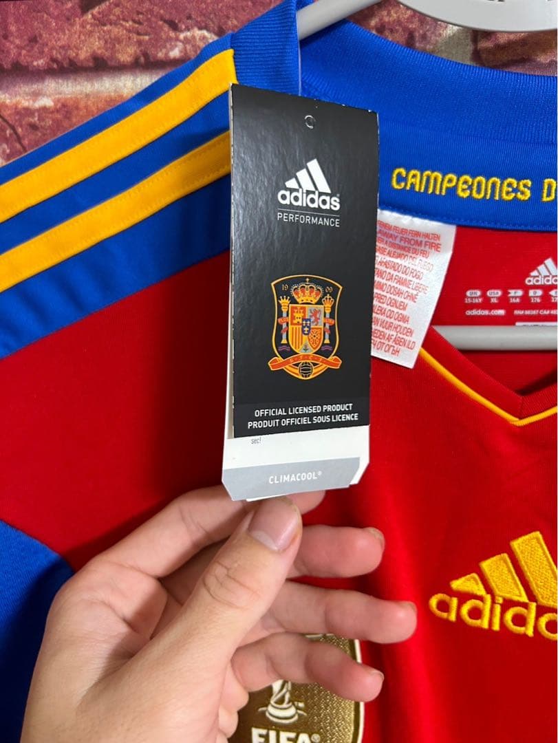 2010 W杯　スペイン代表　ホームユニ　adidas 赤　青170