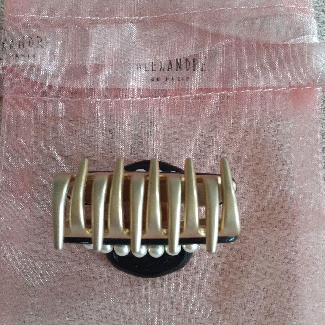ゆい！アレクサンドルドゥパリ　パール・ヘアクリップ 黒 ブラック 4.5c