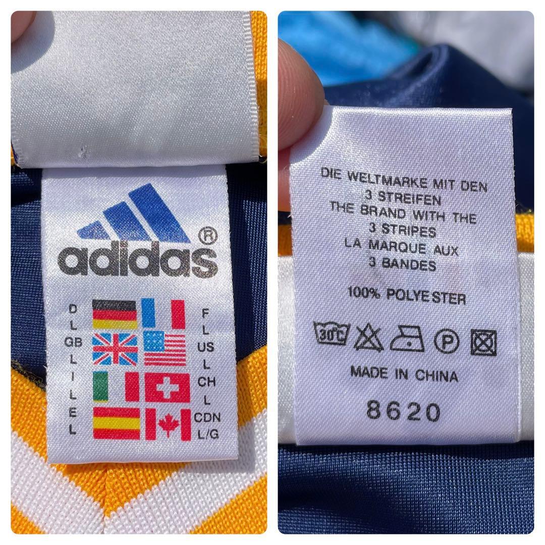 90s~00s adidas ロゴ刺繍 ツヤあり生地 大きめ 古着 アップウェア