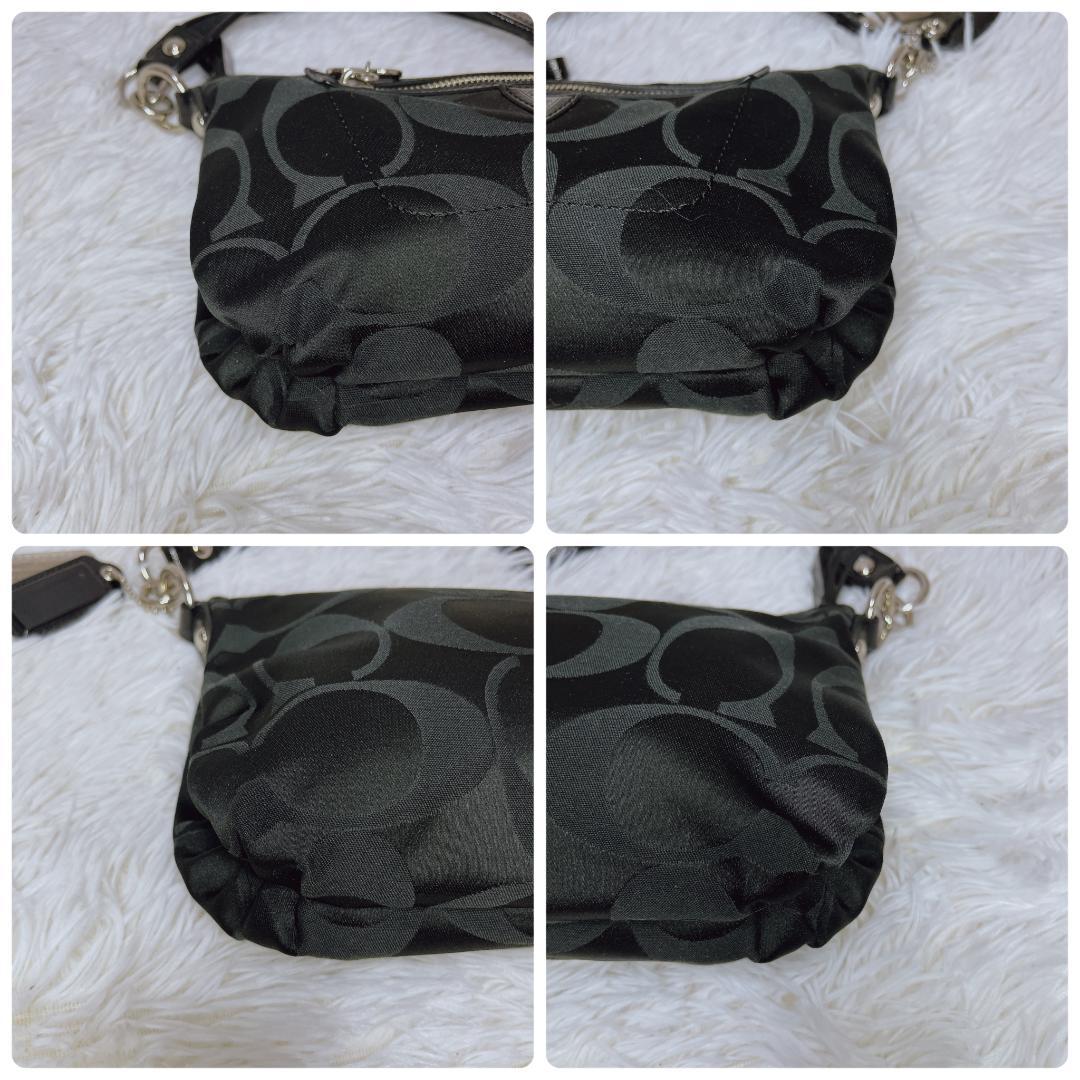 COACH ブラック ショルダーバッグ ポピーシグネチャー 2way チャーム