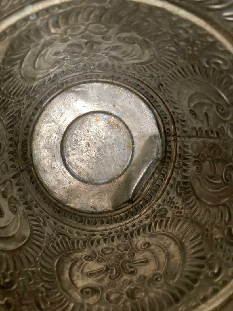 再値下　英国ヴィンテージ　味わい&存在感♪ブリキ打出し装飾インテリアバケツ　難有