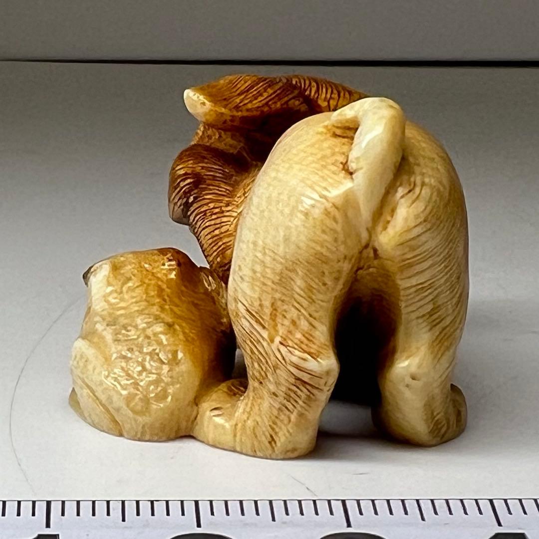 極上 犬とカエル 根付 寛公銘 29g 東キ8-0204☆2F タルサ