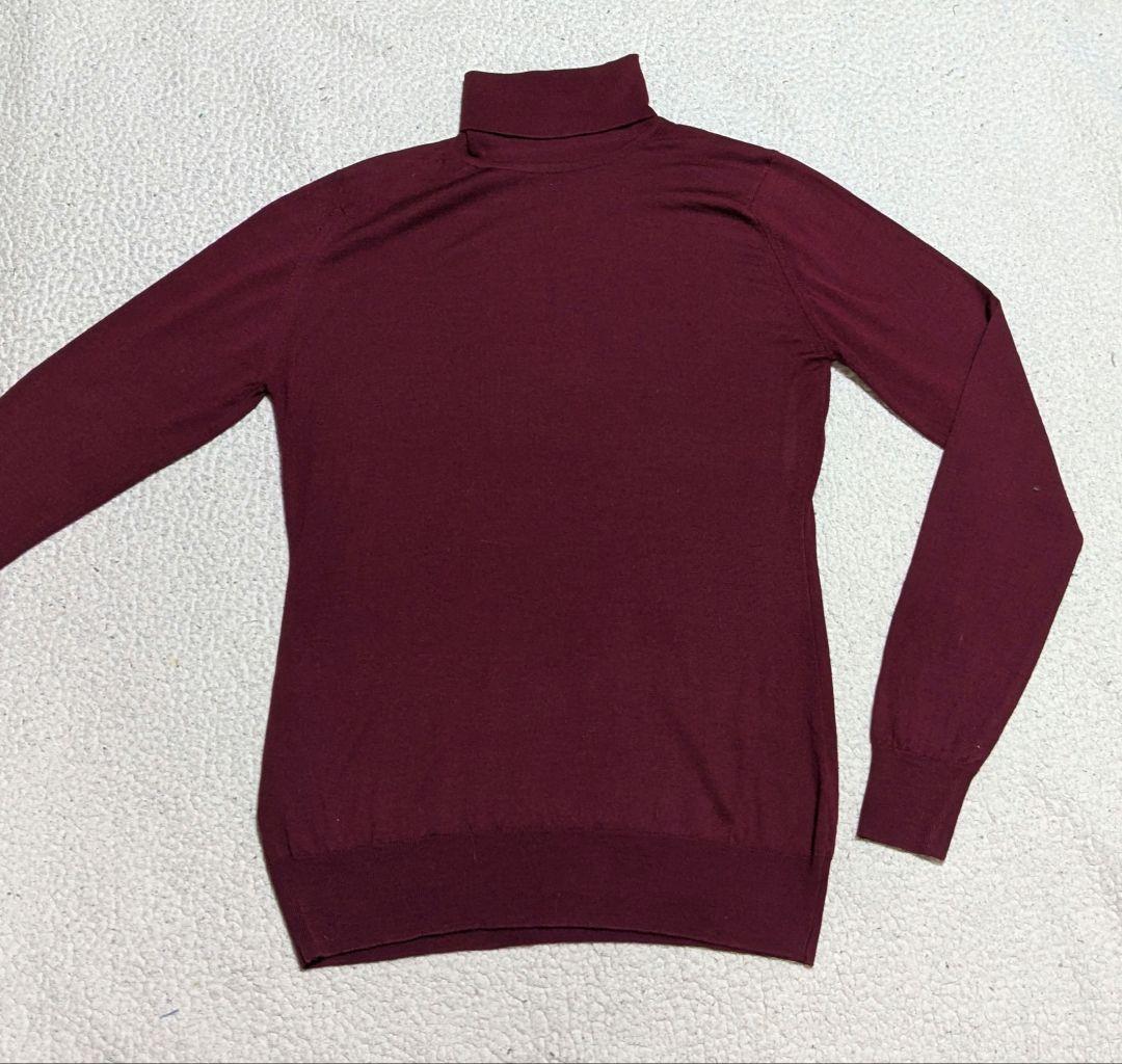 JOHN SMEDLEYバーガンディ タートルネック ニット M