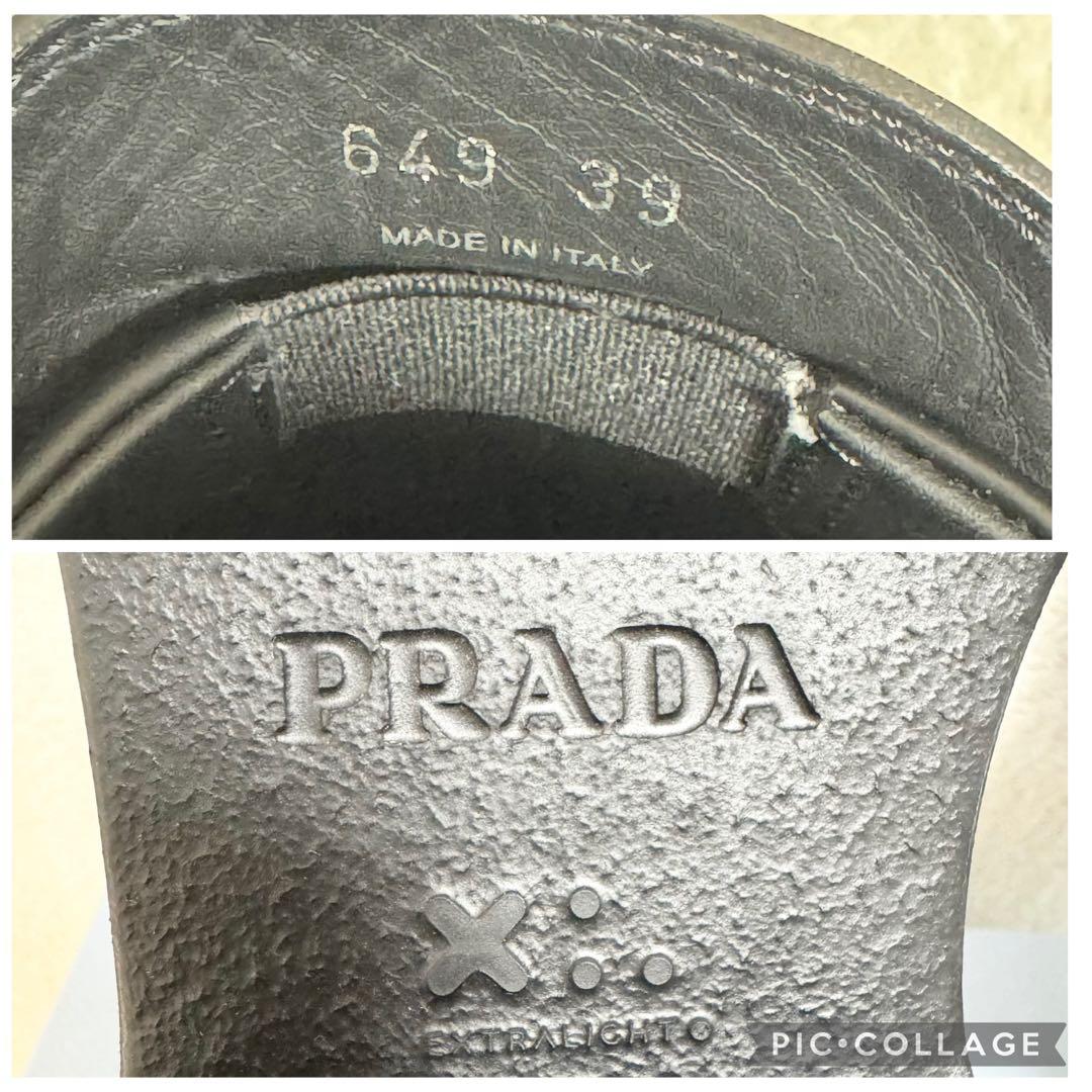 美品 プラダ ローファー モノリス 三角ロゴ ブラッシュドレザー 厚底 25 黒