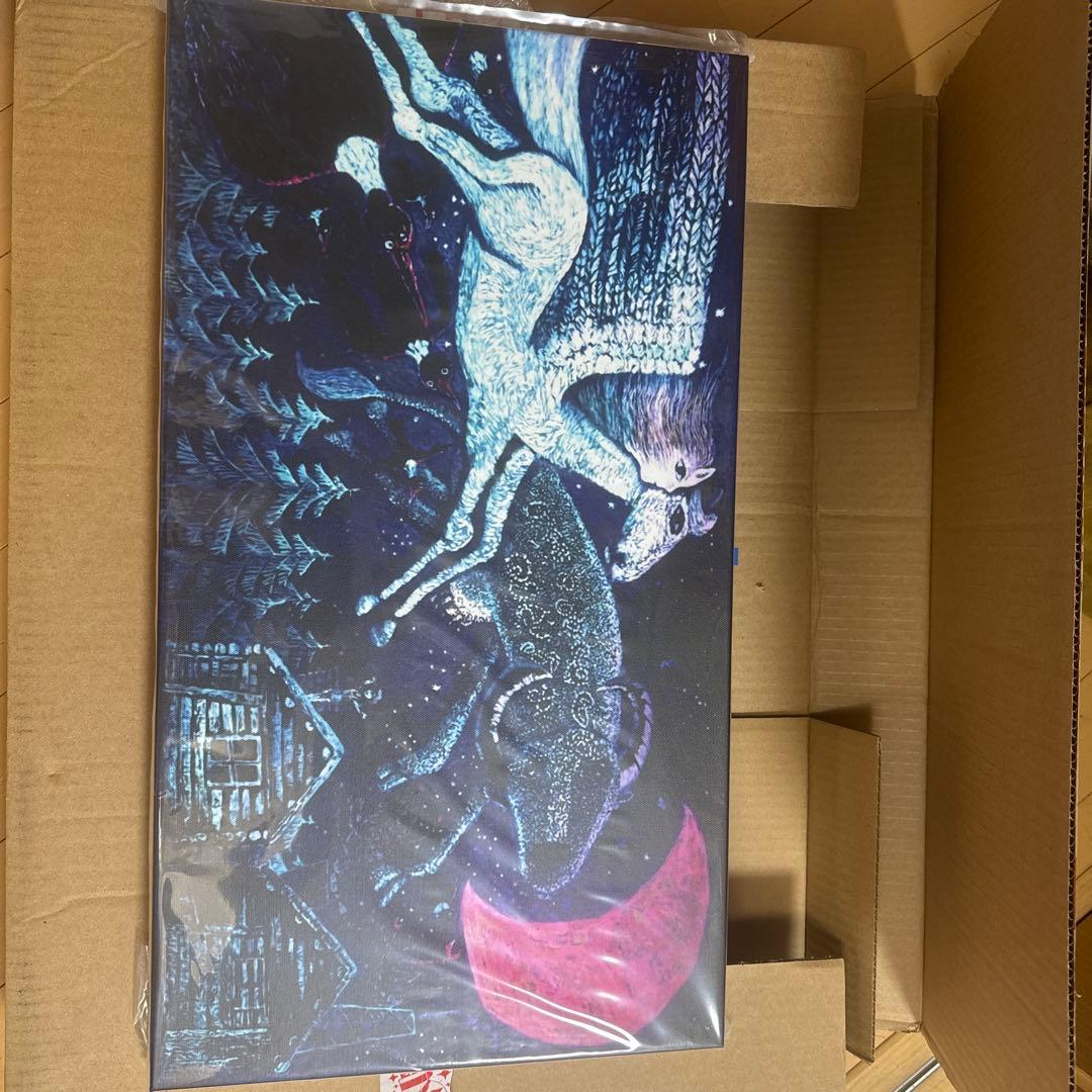 魔女の宅急便　ウルスラ　星空をペガサスと牛が飛んでいく　キャンバスプリント　絵
