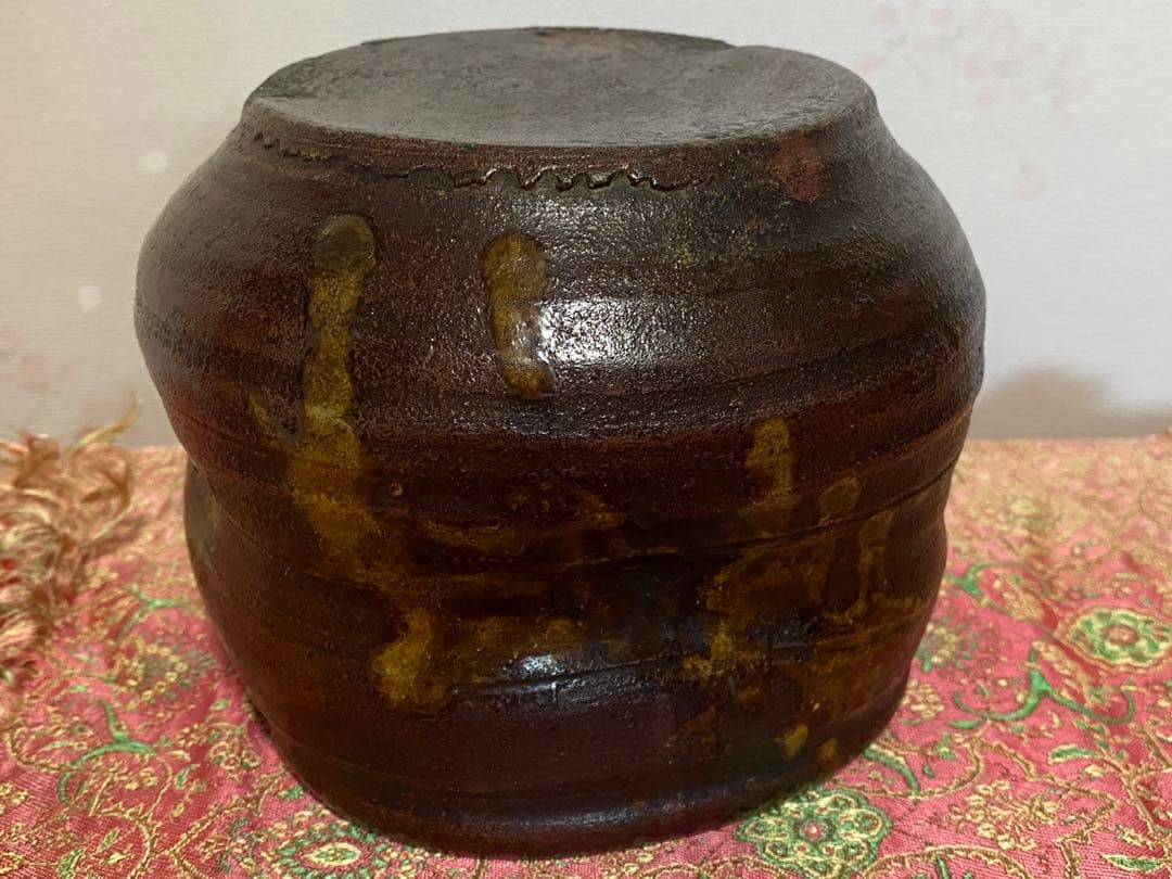 ♦江戸時代 古丹波 四方形 建水 茶道具 四方鉢 丹波焼 古美術品 骨董品