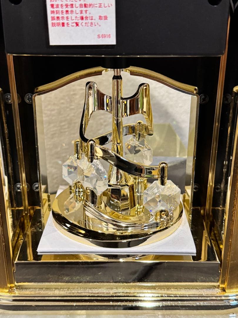 R088 ELIZABETH リズム電波時計 オニックス スワロフスキー