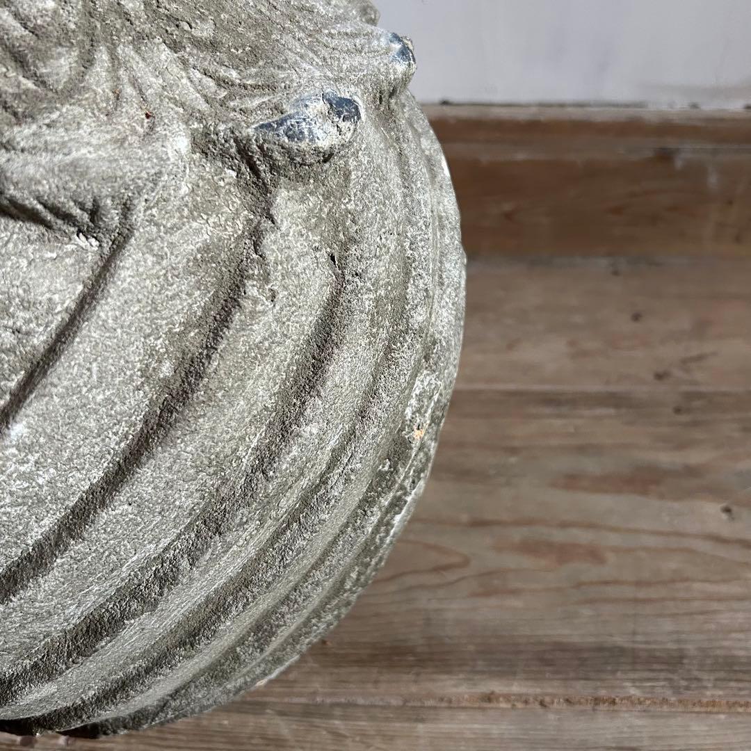 フランスアンティーク 花器 鉢植え 大型ストーンポット 螺旋模様　高さ47.5