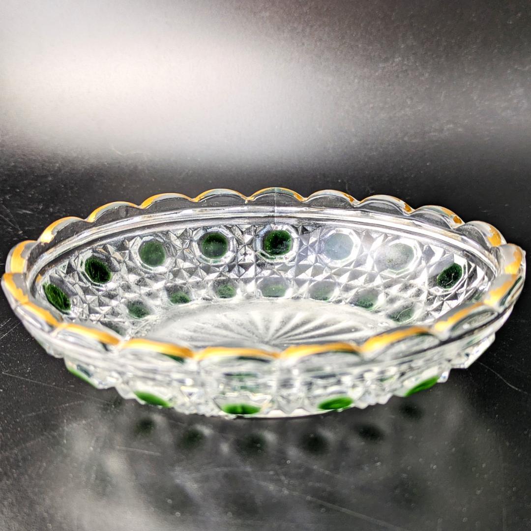 オールドバカラ ディアマン ソープ ディッシュ グリーン＆金彩 BACCARAT