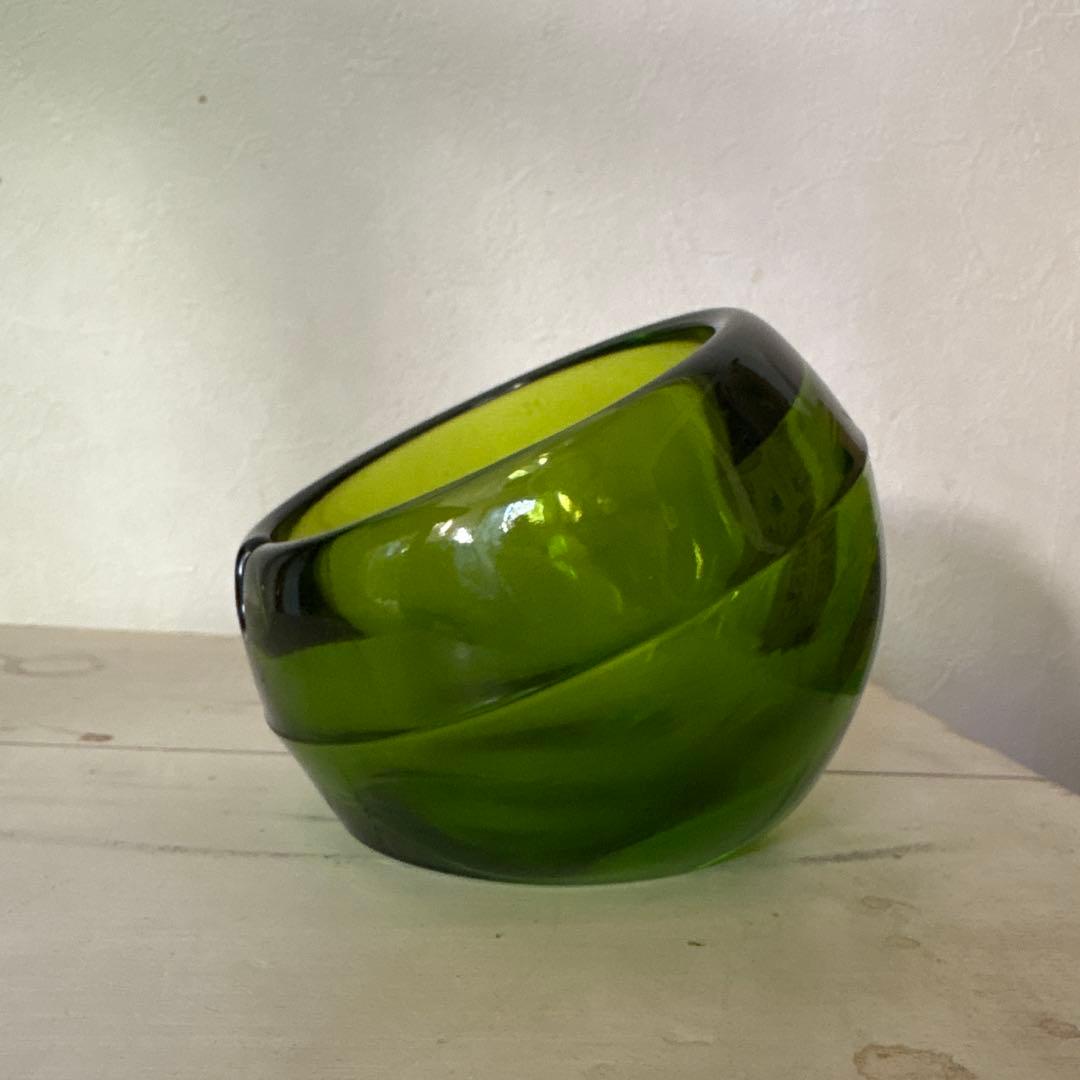 【70sビンテージ】VIKING グリーンガラス灰皿 ミッドセンチュリー