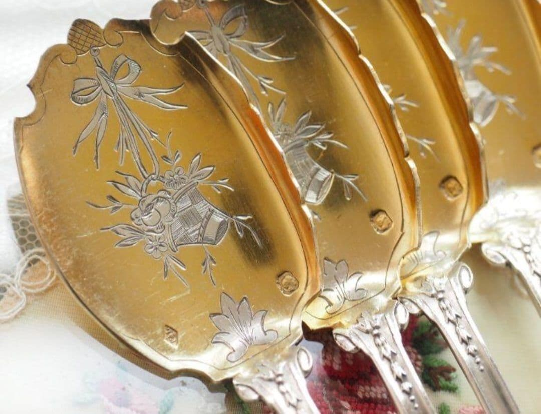 純銀 ② ソリッドシルバー アイスクリームスプーン スターリングシルバー